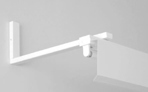 Пример крепления модульного светильника для подсветки витрин магазинов и стеллажей серии Bora T8 ASYMMETRIC к стене