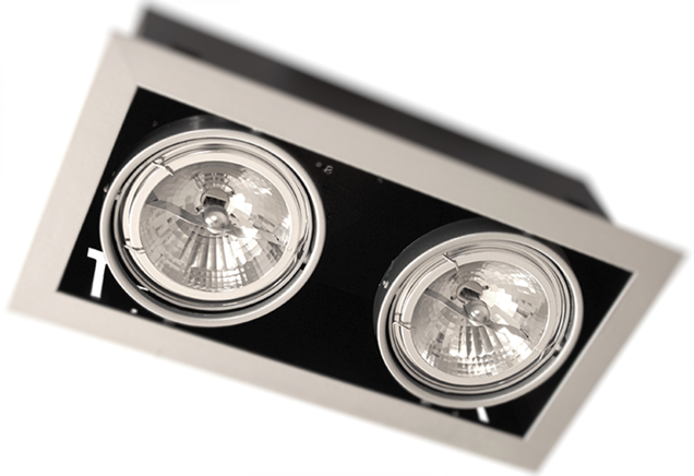 Двойные поворотные светильники для галогенных ламп PEGASUS 2x с двумя зеркальными отражателями в карданном подвесе. 